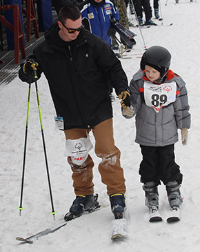 Ski partner with athlete
