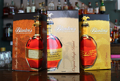 Three bottles of Blanton's Bourbon that will be raffled off