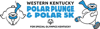 A plunging bear on the left and a running bear on the right with "Western Kentucky Polar Plunge & Polar 5k" in the middle above a Special Olympics Kentucky logo 