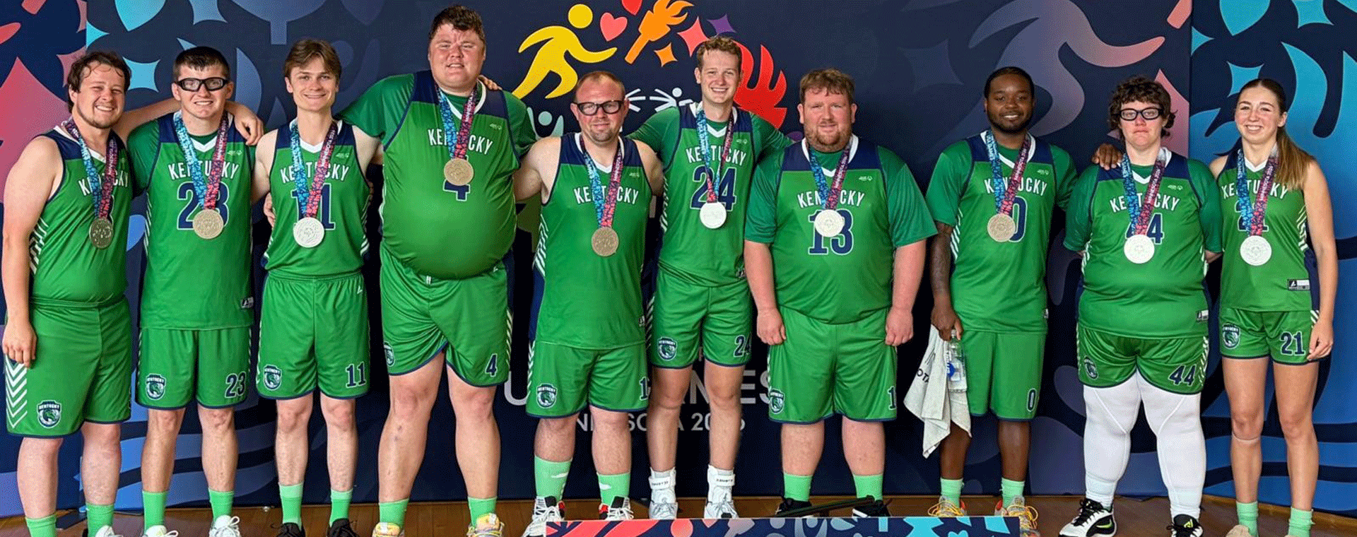Basketball team with medals