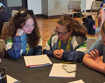 Maya Hetler and Olivia Pruitt in leadership training class.