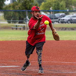 Pitcher throwing a pitch.