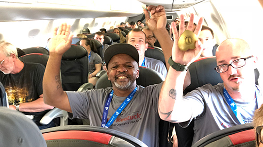 2018 Team Kentucky athletes on their flight to USA Games.